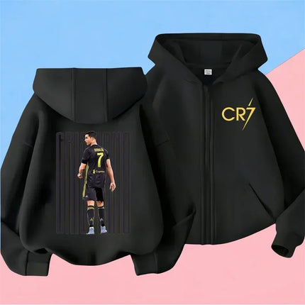 Baby Sweatshirts Kids Top Soccer Star Back to School Zipper Hoodie Children's Clothing Messi Boys