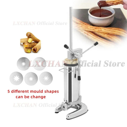 LX 2/3L Small Spanish Churros Maker With 5 Nozzles Mold Churro Machine Churro Extruder Churro Press