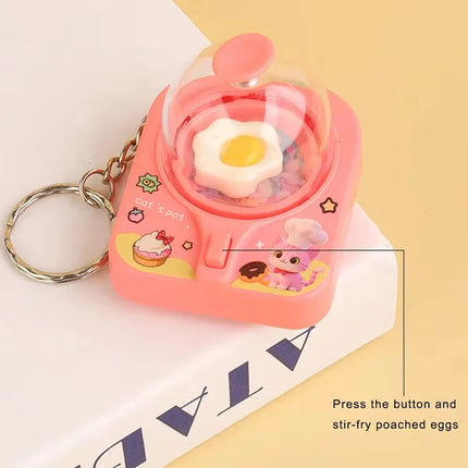 FTCY Cartoon Mini Egg Flipper Creative Fun Fried Egg Machine Keychain Stress Relief Pass The Time Clicker Toys Pendant Keychain