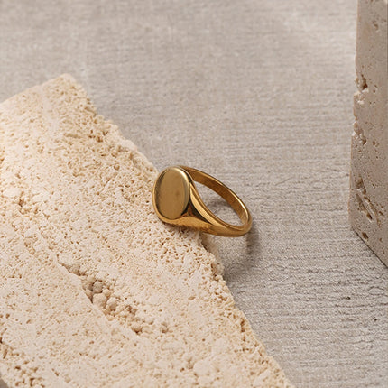 St-Delan Minimalist Style Ring Vintage High Polished Ring 18K Gold Plated Stainless Steel Party Women Fashion Jewelry