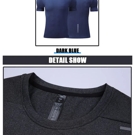 Men's Summer Loose Breathable Short Sleeve Outdoor Cycling Quick Dry Top Running Tracksuits Fitness T-shirts Muscle Tights