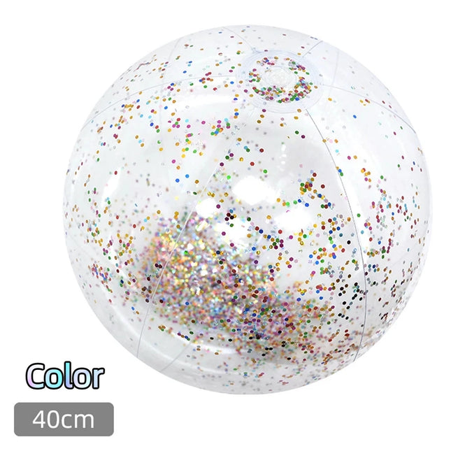 40CM Glitter Inflatable Beach Ball Transparent PVC Sparkle Water Toy 7 Colors Trendy Summer Beach Pool Party Outdoor Play for Ki
