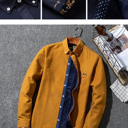 Winter Corduroy Warmshirt Men's Fleece-Lined Thickened Integrated Velvet Business Casual Versatile Shirt For Dad