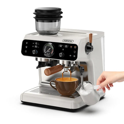 HiBREW Dual Therｍoblocks Barista Pro Espresso Machine Built-in Grinder One-touch Americano for Cafe Hotel Restaurant H7B