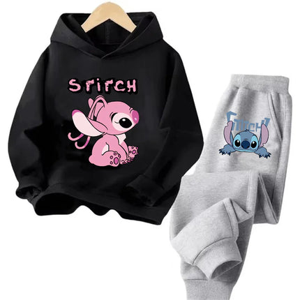 Manga Children Hoodies Stitch Kawaii Pullover Sweatshirt Anime Trucksuit Manga Cartoons Girls Boy Kids Autumn Casual Clothes