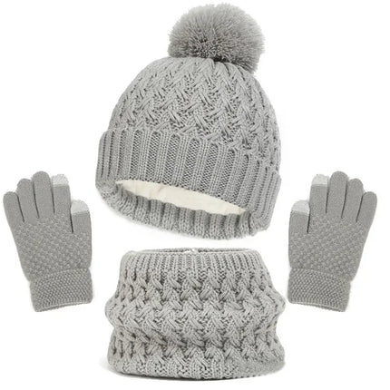Kids Winter Hat Scarf Gloves Set Girls Knitted Scarf 3pc Set Childs Winter Warm Neck Scarves Beanie Cap For Boy Baby Gloves Suit