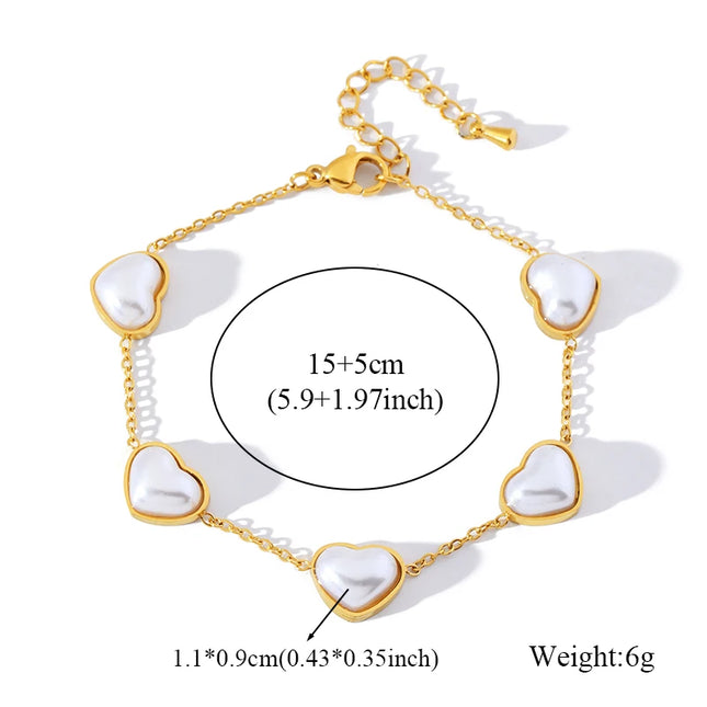 GANPUP 316L Stainless Steel Metal Gold Color Flower Heart Bracelet Bangle Texture Jewelry Trendy Wrist Chain for Women Men New