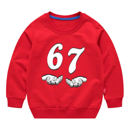 67 Six Seven Funny Digital Print Sweatshirt For Boys Girls 3-12Years Kids Cartoon Sports Hoodie Caual long Sleeve Tshirt