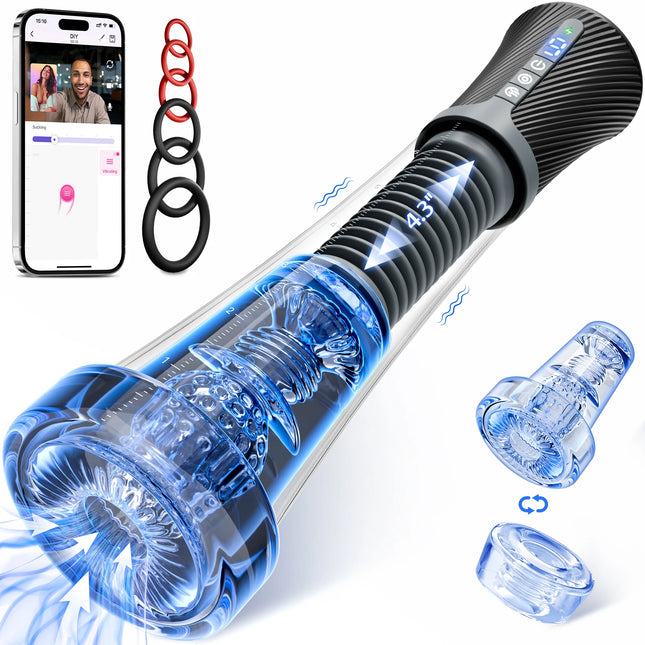3IN1 Male Masturbators Penis Pump Enlarger Sex Machine Stroker Vacuum Pump 6 Training Mod Penis Rings Sex Toys For Men