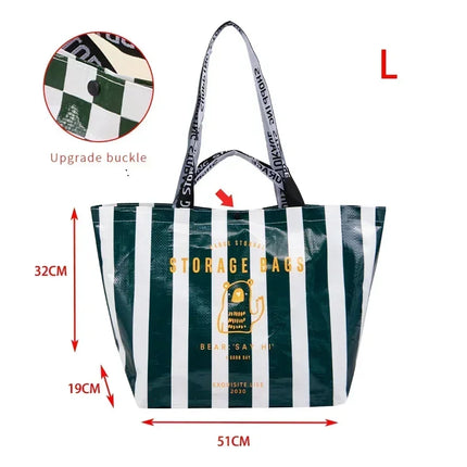 Foldable Reusable Eco Shopping Tote Bag for Women, Large Grocery Produce Bag with Pocket, Lightweight Durable Handbag
