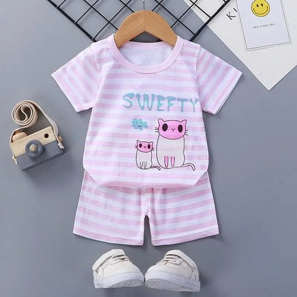 Boutique Clothing New Children's Short-sleeved Shorts Suit Summer Baby Boys Girls T-shirt Two-piece Set 0-1-2-3-4 Years Old