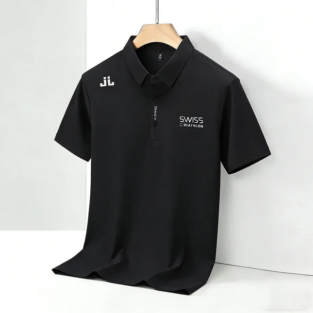 Breathable Men's Polo Shirts Solid Color Embroidered Logo Short Sleeve Casual Sports Summer Top
