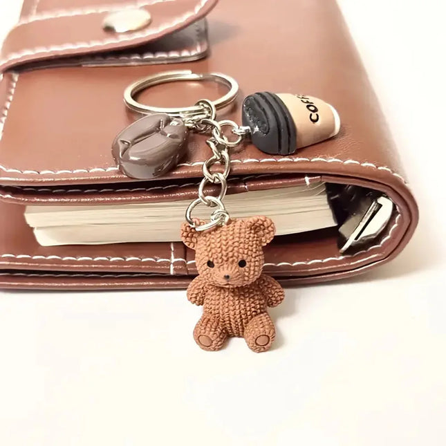 Cute Three Dimensional Little Bear Pendant Keychain Personality Bag Charm Cartoon Animals Backpack Hanging Piece Accessorie A491