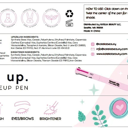 4 in 1 Long-lasting Vegan Makeup Pen Face Eye Makeup Beauty Pencil Eyebrow Eyeliner Lip Liner Highlighter Pen