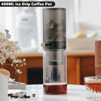 Protable Glass Drip Filter Ice Drop Coffee Maker Cold Brew Dutch Coffee Maker Pot Specialized Barista with 100pcs Filter Paper