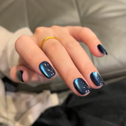 SHAKA 1pcs Autumn Winter Whitening Blue Temperament Glass Bead Cat Eye Gel Nail Polish Brown Blue Cat Eye Nail Art Nail Supplies