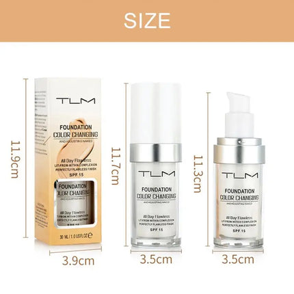 New TLM Foundation Magic Color Changing Foundation Liquid Soft Matte Long Lasting Hydrating Makeup Base maquiagem