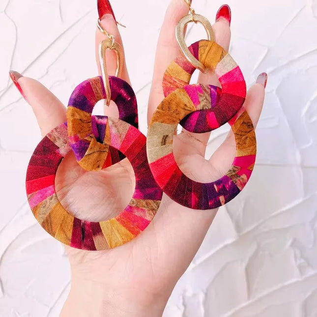 Original Design Handmade Custom Silk Earrings Exaggerated Large Hoops Fashionable Minimalist Women's Large Loop Earrings