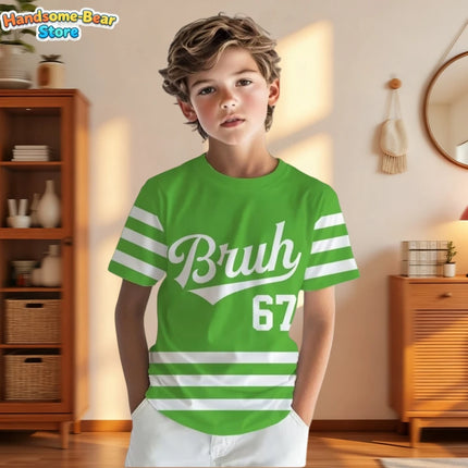 6 7 Six Seven Meme Colorful Design T-Shirt for Kids Chaotic Humor Y2k Game Saying Tee Funny Gifts Boy Top Fashion Kids Clothes