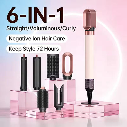 SenCiciMen 6-in-1 Multi Hair Styler Hot Air Brush Curling Iron Hair Dryer Multifunctional Curling Barrel for Daily Hair Styling