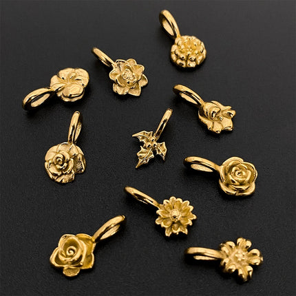 eManco Gold Color Stainless Steel Diverse Flower Charms Natural Style for DIY Jewelry  Everyday Use Factory Direct Sales