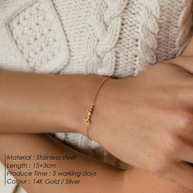 EManco Gold Color Personalized Letter Customized Name Bracelet for Women Stainless Steel Jewelry Gift Support Dropshipping