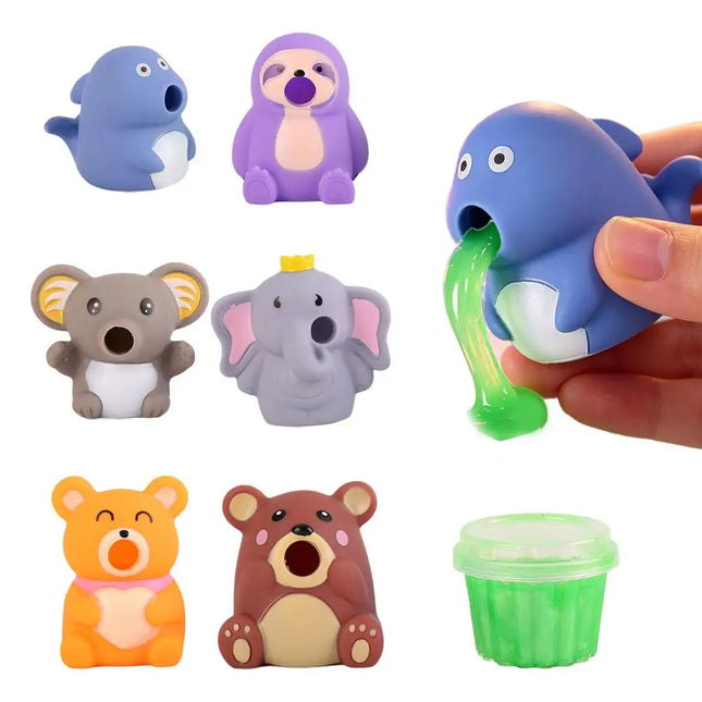 Animal Slime Squeeze Toy Puking Sucking Stress Relief Toy, Reusable Colorful Slime, Relieve Stress Toy Christmas Gifts For Kids