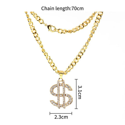 Hiphop Jewelry Money Hip Hop Rap Gold Color US Dollar Pendant Necklace Chain Accessories For Women/Men Bling Jewelry