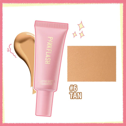 PINKFLASH Makeup Foundation Full Concealer Smooth Oil Control Matte Base Cosmetics Natural Make Up Look Face Foundation