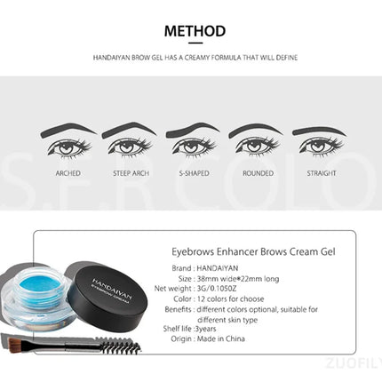 HANDAIYAN 12 Colors Eyebrow Gel Colorful Eyebrow Cream Eyebrow Dye Glue No Fading Waterproof Long Lasting Brow Makeup Cosmetics