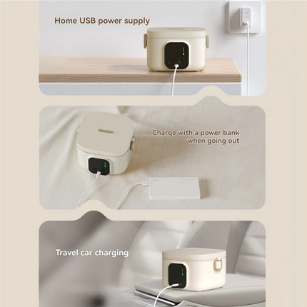 B59B-Rechargeable Electric-Water-Free Heating 500ML LCD Display Wireless Portable Lunch Box