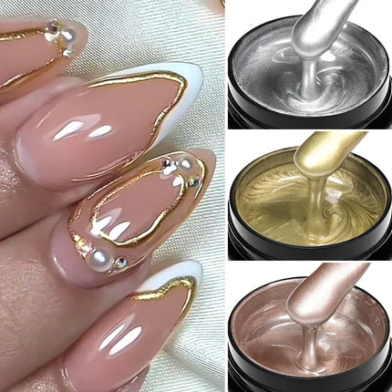 2/3pcs Mirror Metal Gel Nail Polish Set Gold Silver Metallic Painting Drawing Line Gel Semi Permanent Soak Off UV Gel Varnish