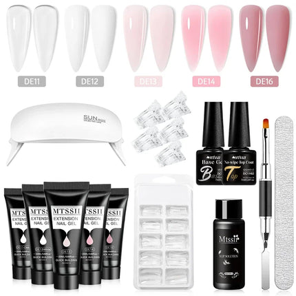 MTSSII 20m Extension Nail Gel Set Manicure Set Finger Quick Buliding Extension Gel Nail Polish Kit Soak Off UV Gel LED Nail Art