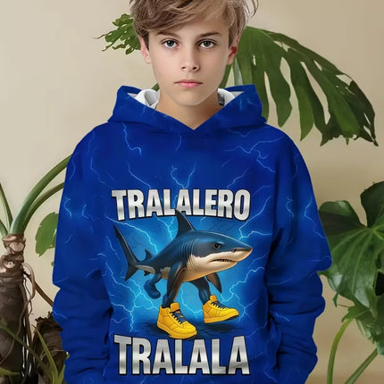 Funny Cappuccino Assassino Hoodies Boys Girls Funny Italian Brainrot Print Hoodie Long Sleeve Hooded Tops Kids Humor Sweatshirts