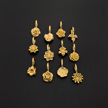 eManco Gold Color Stainless Steel Diverse Flower Charms Natural Style for DIY Jewelry  Everyday Use Factory Direct Sales
