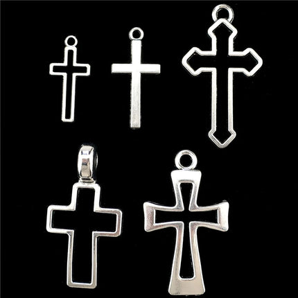 10/20/30pcs/Lot Metal Silver Color Cross Charms For Jewelry Making Supplies Christ Accessories Handmade Women/Men Pendant Charm