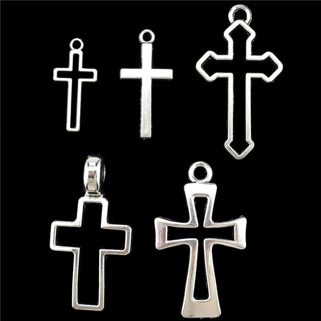 10/20/30pcs/Lot Metal Silver Color Cross Charms For Jewelry Making Supplies Christ Accessories Handmade Women/Men Pendant Charm