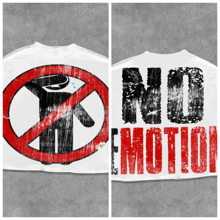 No Emotion Graphics 100% Cotton Cropped T-shirts Men Fashion Street Hip-hop Rock Short-sleeved Women Cotton Round-neck Top
