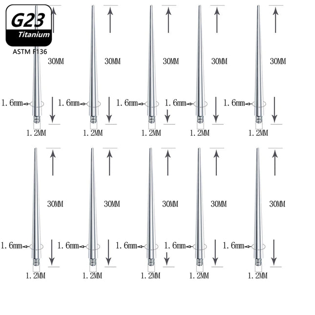 1/10PCS G23 Titanium Puncture Needle Guide Belly Lip Ear Eyebrow Tools Insertion Pin Taper Piercing Stretching Tool Accessory