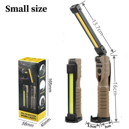 Folding COB Work Light LED Flashlight with Built-in Battery Lamp Torch Emergency Car repair Lamp Red SOS Strobe Camping lantern