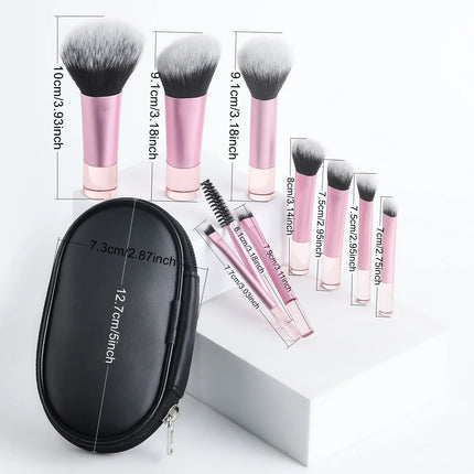 10pcs Mini Makeup Brush Set Powder Eyeshadow Foundation Blush Blender Concealer Beauty Makeup Tools Brush Professional Supplies