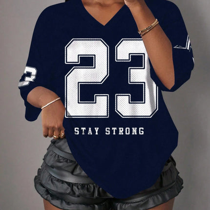  Casual Minimalist Letter NO.23 Graphic T-Shirt For Women Summer Sports Jersey Suitable For Basketball Games Y2k Ladies Clothes