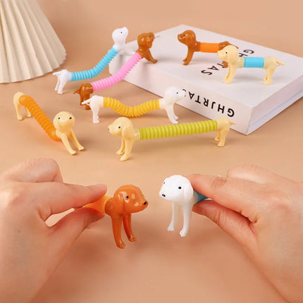 12/24pcs Stretchable Pop Tube Dog Toy Sensory Squeeze Pet Toys Kids Birthday Party Favors Goodie Pinata Filler Classroom Prizes