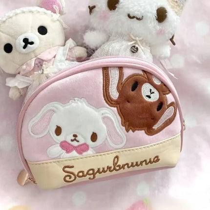 Japanese Style Sanrio Sugarbunnies Shell Shape Storage Bag Handheld Mini Makeup Bag Cute Zipper Coin Purse Girls Handbag Gift