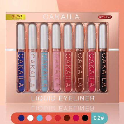 8-Color Set Waterproof Eyeliner Pens Long-lasting Glitter & Colored Eye Makeup Cosmetics Beauty Matte Eye liner Pencil Kit