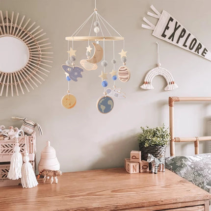 Let's make Baby Mobile Rattle Toys 0-12 Months Space Planet Pendant Crib Bed Bell Toddler Rattles Carousel Kid Musical Toys Gift