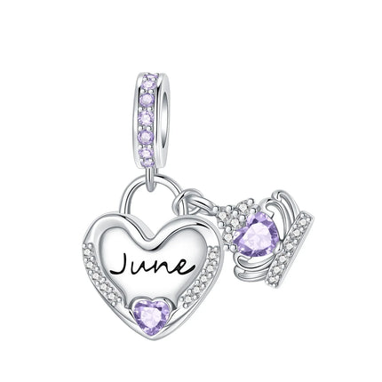 925 Sterling Silver January-December Birthday Stone Love Zircon Pendant Bead Fit Charms Necklace Bracelet Women Jewelry DIY Gift