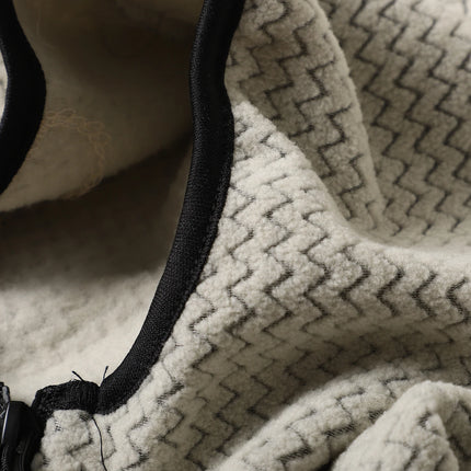 Warm Fleece Outdoor Hooded Open Cardigan Sweatshirt Sporty Casual Wave Patterned Men's Jacket Youth Winter Leisure Wear