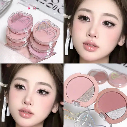 2 Color Blush Matte Shiny Natural Cheek Color Brightening Face Waterproof Facial Contouring Makeup Blusher Powder Rouge Makeup