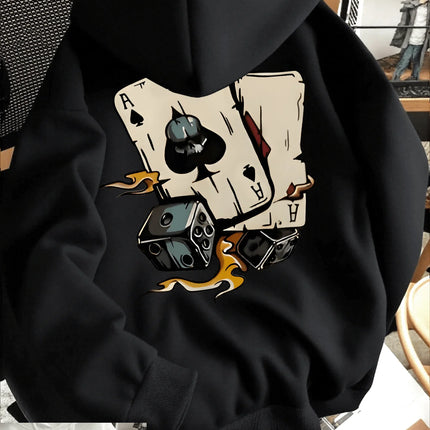 2026 new trendy fashion hooded sweatshirt with poker card pattern print for men stylish sportswear shirt hoodies streetwear